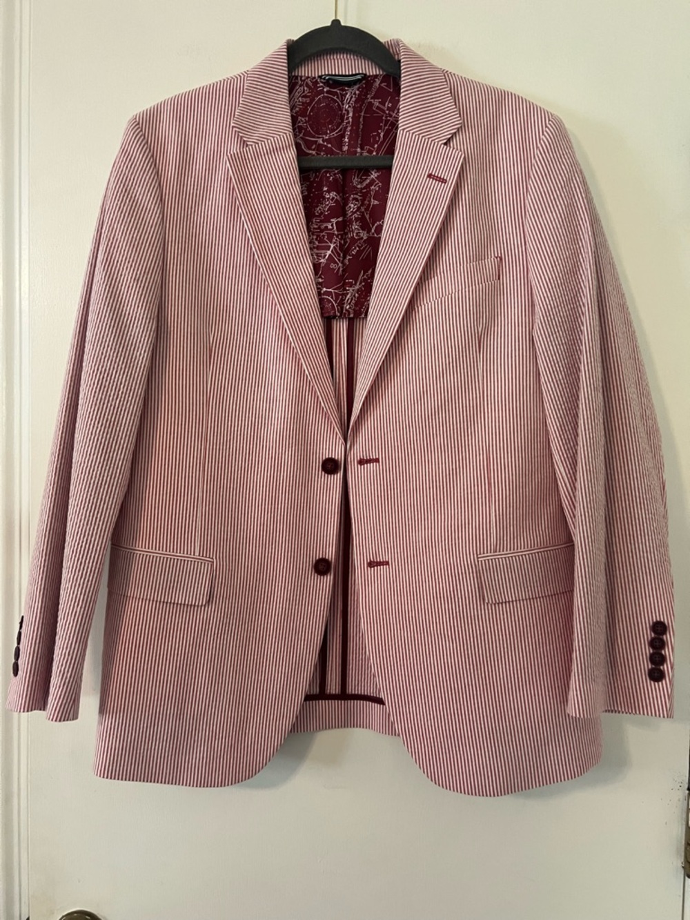 Nautica men's modern-fit striped seersucker blazer 42R (Z130)